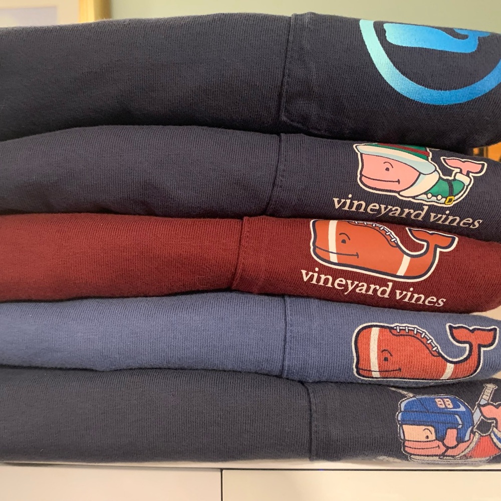 5 Vineyard Vines boys size LG/16 long sleeve tees